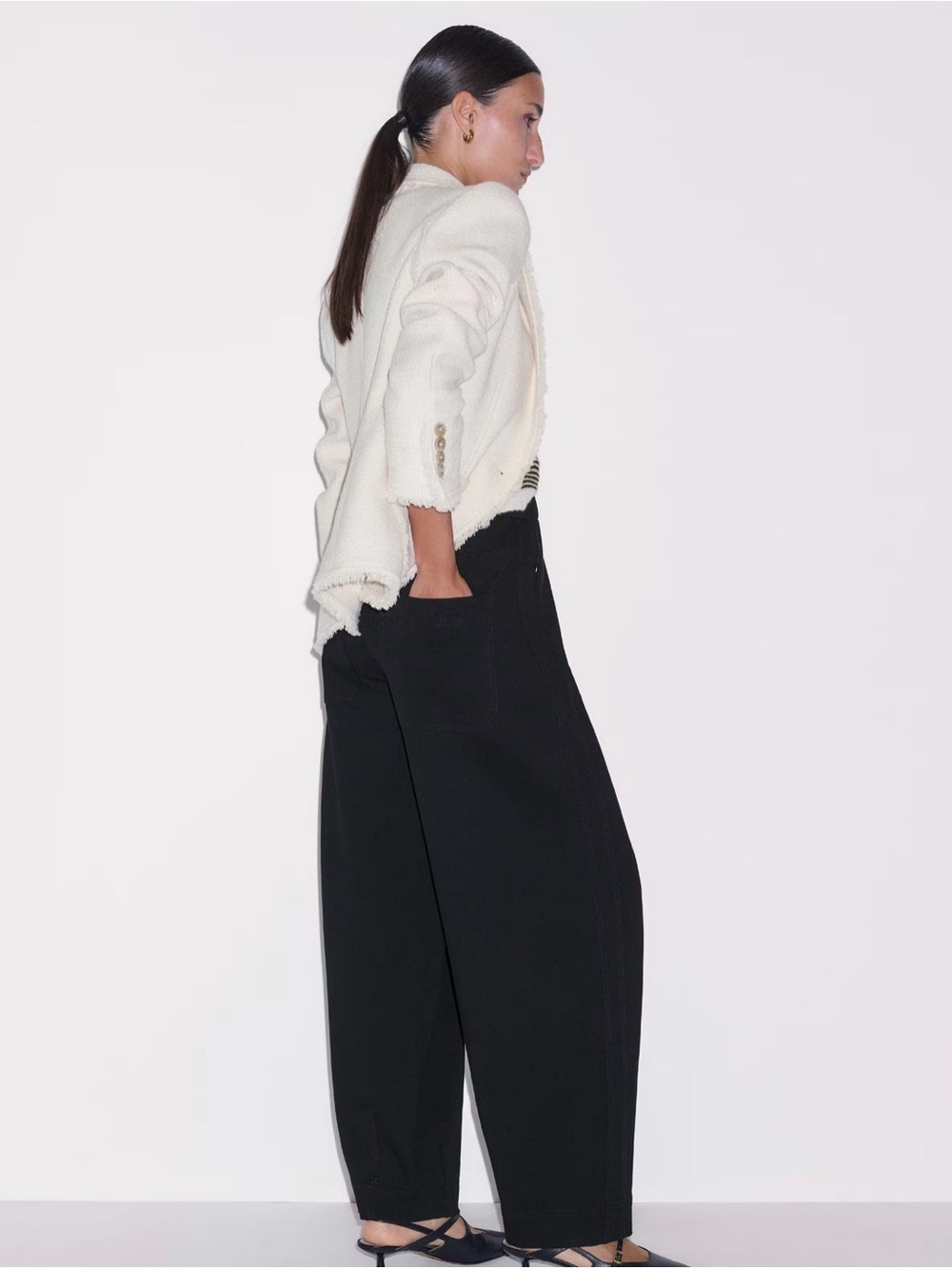ME+EM Black Wide-Leg Elastic-Waist Trousers - Picture 3 of 10